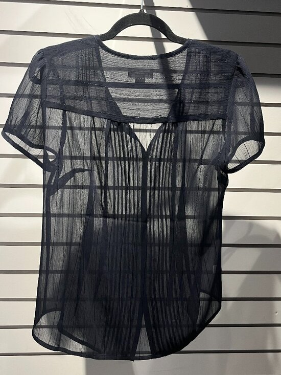 Ann Taylor Tops - Ann Taylor LOFT Sheer Black Short Sleeve button down blouse